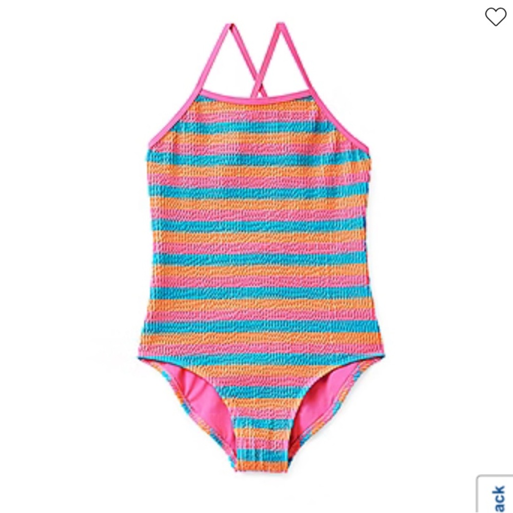 Thereabouts Little & Big Kid Girls Striped One Piece Swimsuit